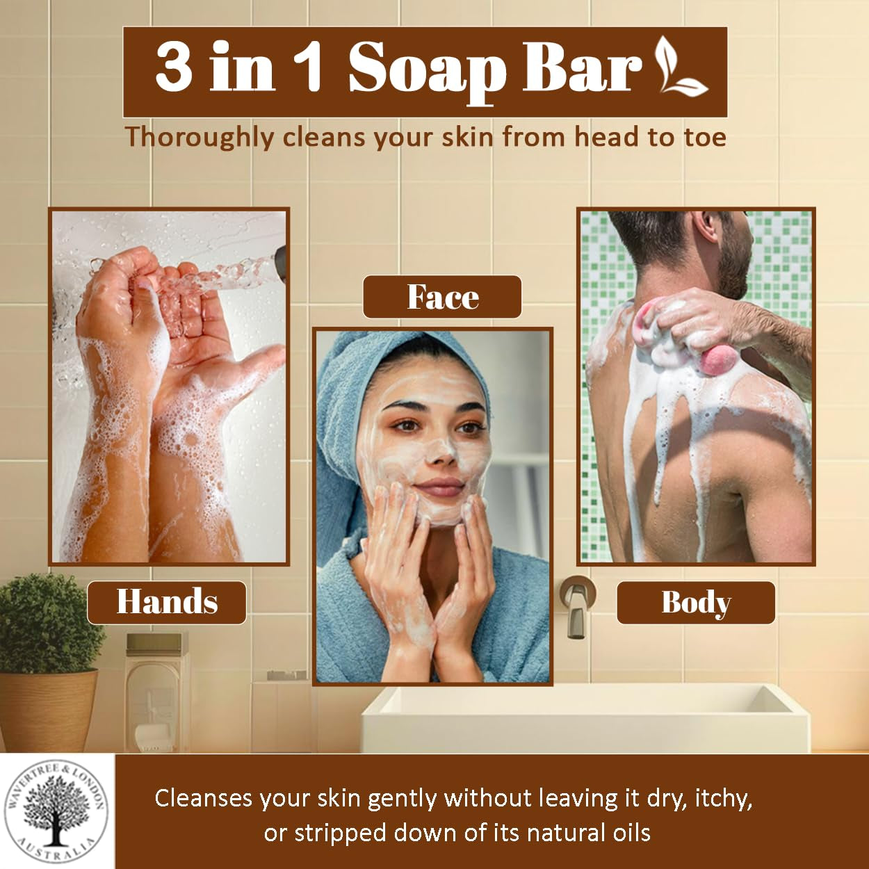 Wavertree & London Luxurious Trio Gift Box - 3 Scented French Triple Milled Soap Bars in Noir, Lemongrass & Havana - Perfect for All Skin Types!