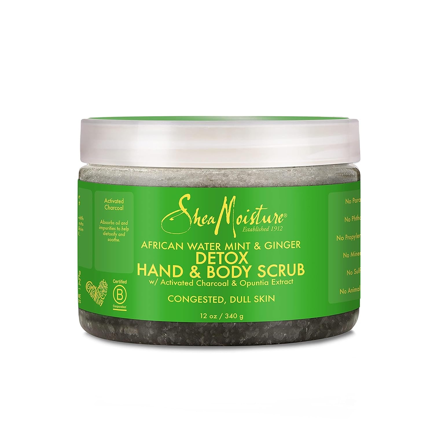 SheaMoisture African Wild Water Mint Detox & Stimulate Hand & Body Scrub - 12 oz for Refreshing Exfoliation