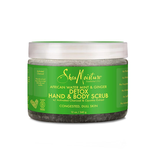 SheaMoisture African Wild Water Mint Detox & Stimulate Hand & Body Scrub - 12 oz for Refreshing Exfoliation