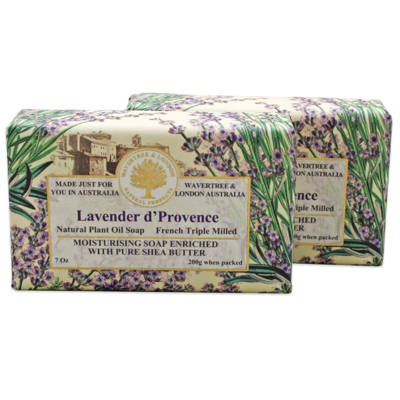 Wavertree & London English Rose Scented Natural Soap - 2 Luxurious 7Oz Triple Milled Bars with Shea Butter for Ultimate Moisturization - Perfect for All Skin Types