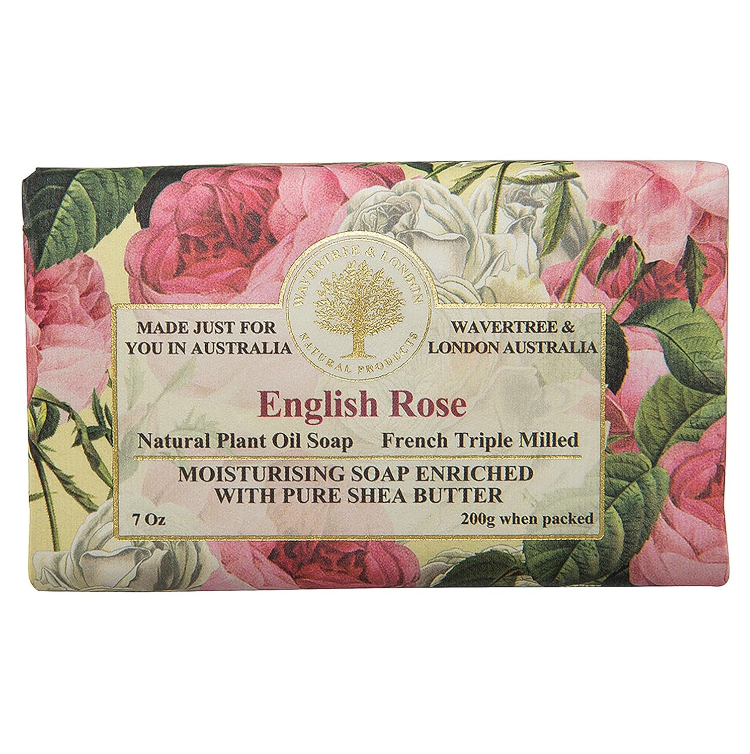 Wavertree & London English Rose Scented Natural Soap - 2 Luxurious 7Oz Triple Milled Bars with Shea Butter for Ultimate Moisturization - Perfect for All Skin Types