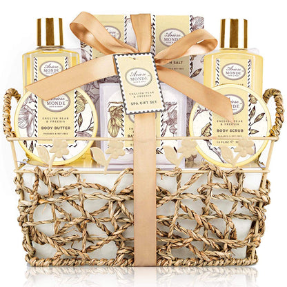 Indulge in Relaxation: 8-Piece Honey Almond Spa Gift Basket for Women - Perfect Birthday, Christmas, or Thank You Gift!