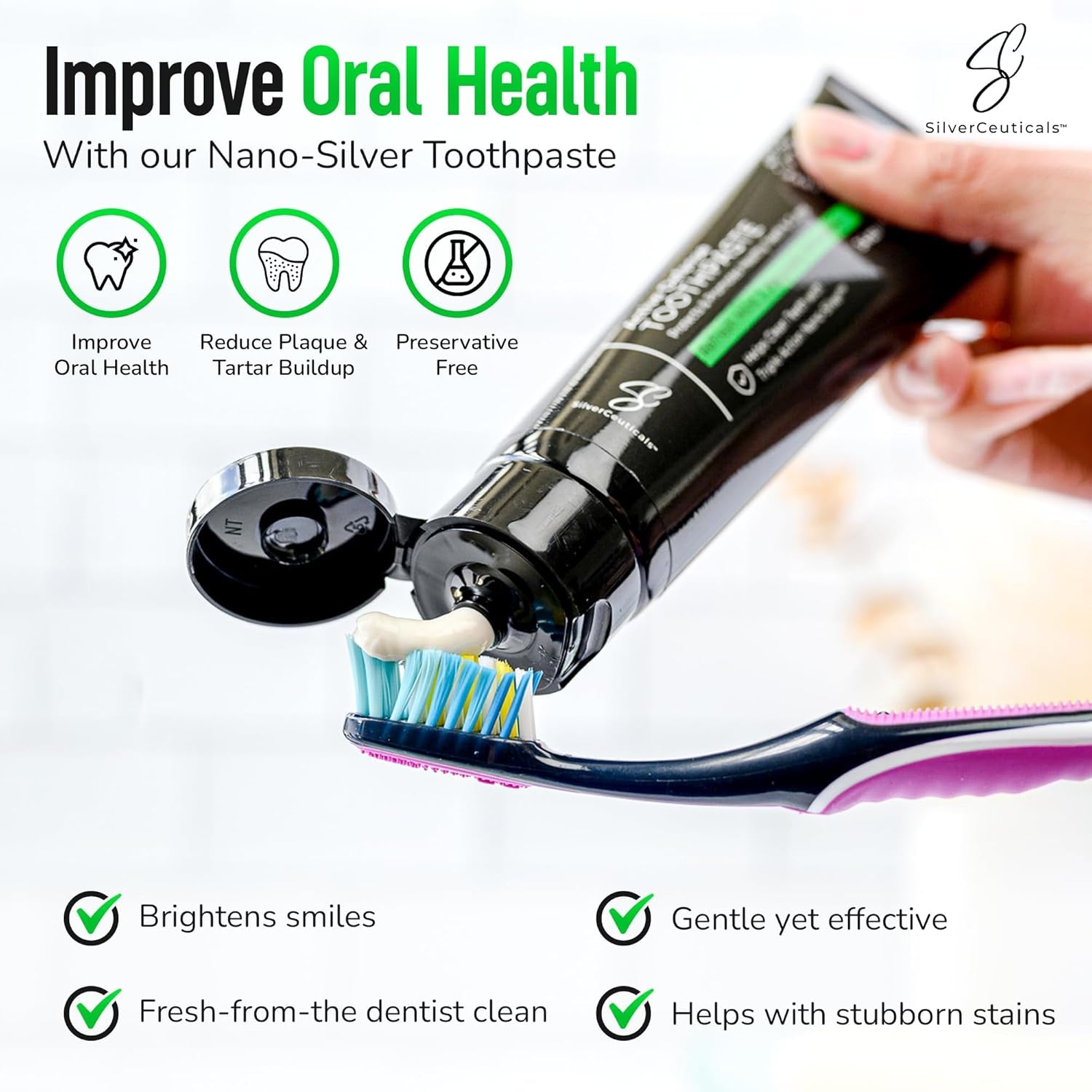 Colloidal Silver Toothpaste with Coral Calcium & Xylitol - Refreshing Mint Flavor - Fluoride & SLS Free - Remineralizes Enamel & Promotes Gum Health - 3.4 Oz