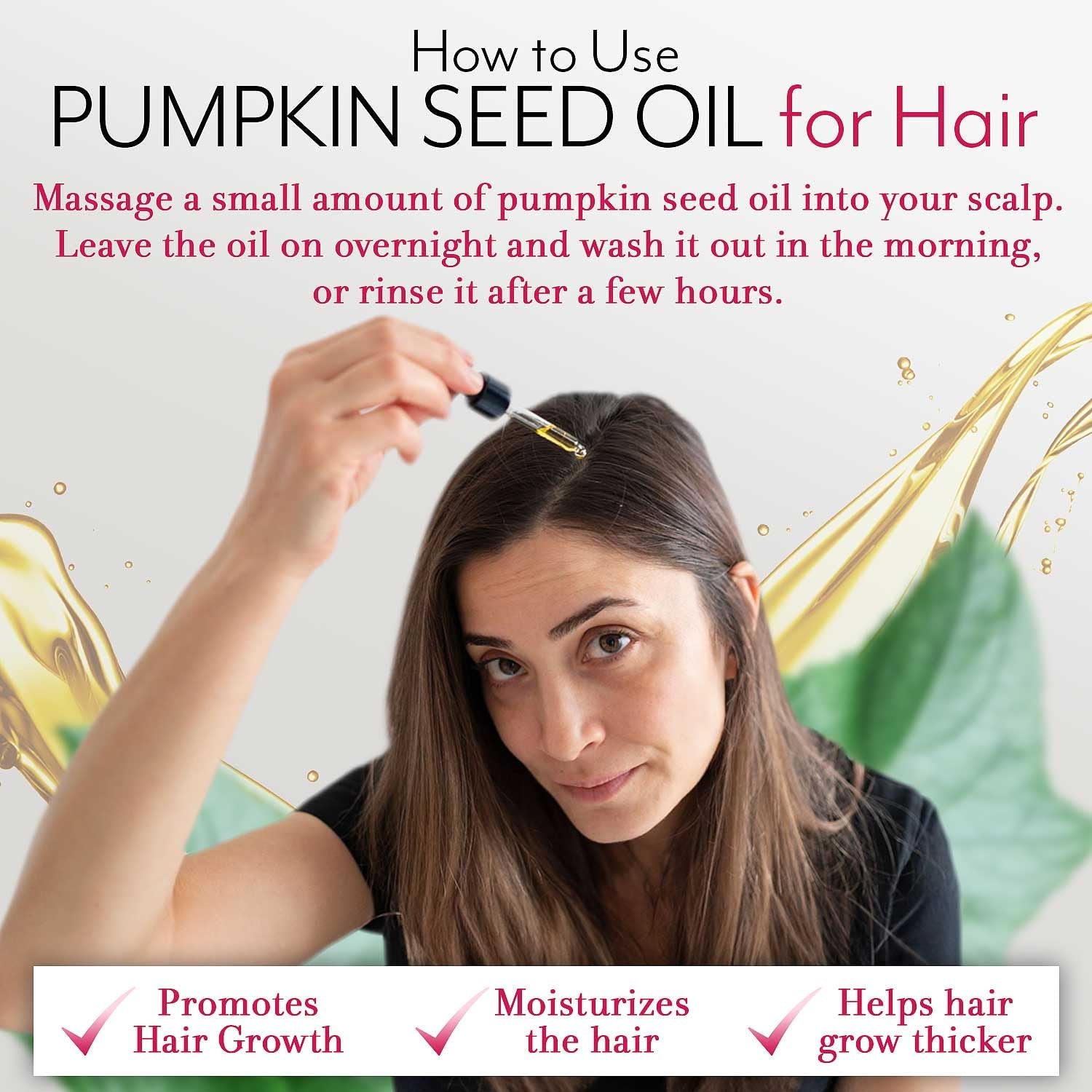 Leven Rose 100% Pure Pumpkin Seed Oil - 2 Oz for Hair Growth, Skin & Nails - Natural Moisturizer for Scalp & Dry Skin