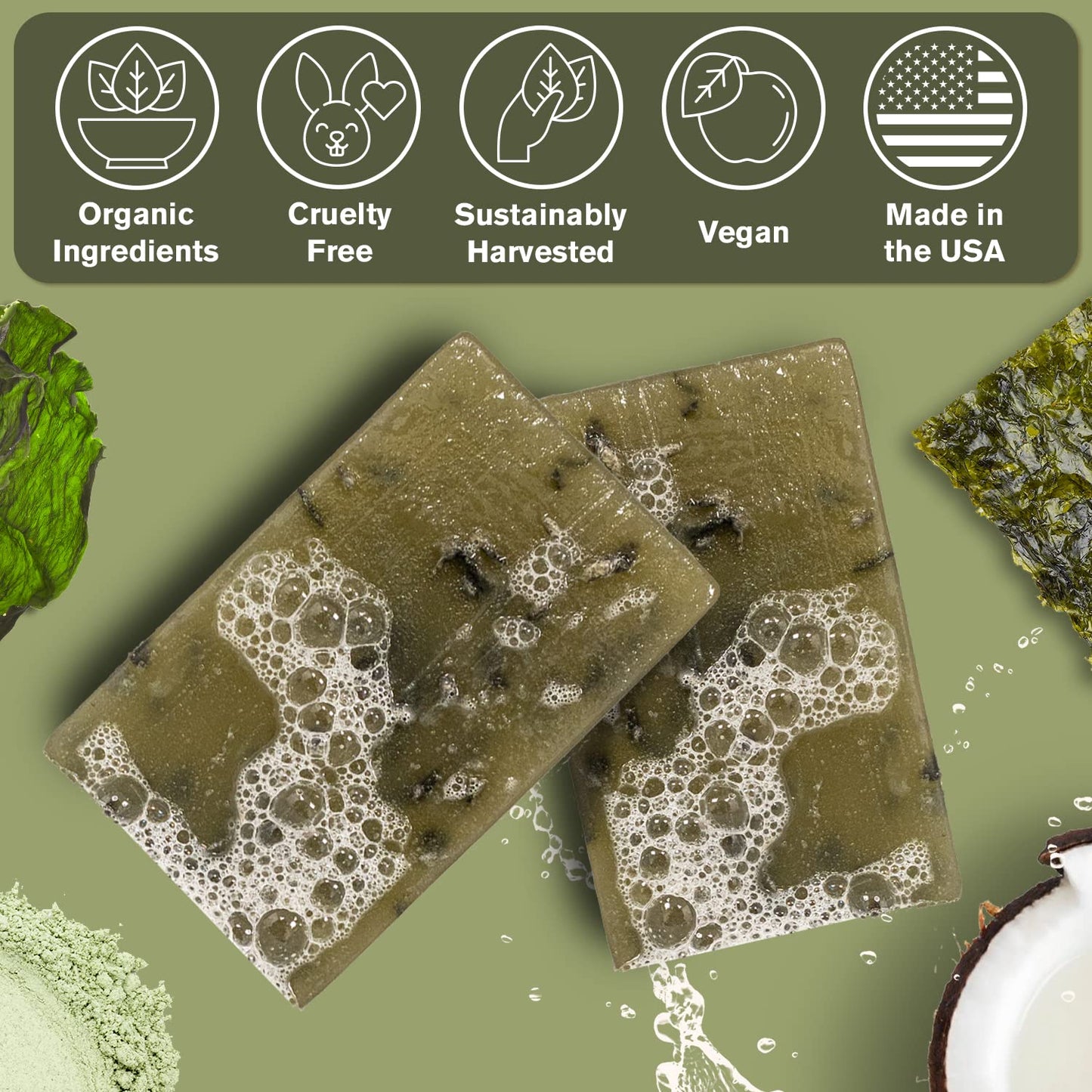 Ness Men's Maritime Moss Soap Bar - Natural, Moisturizing & Handmade with Organic Ingredients, Essential Oils, Vegan & Cruelty-Free