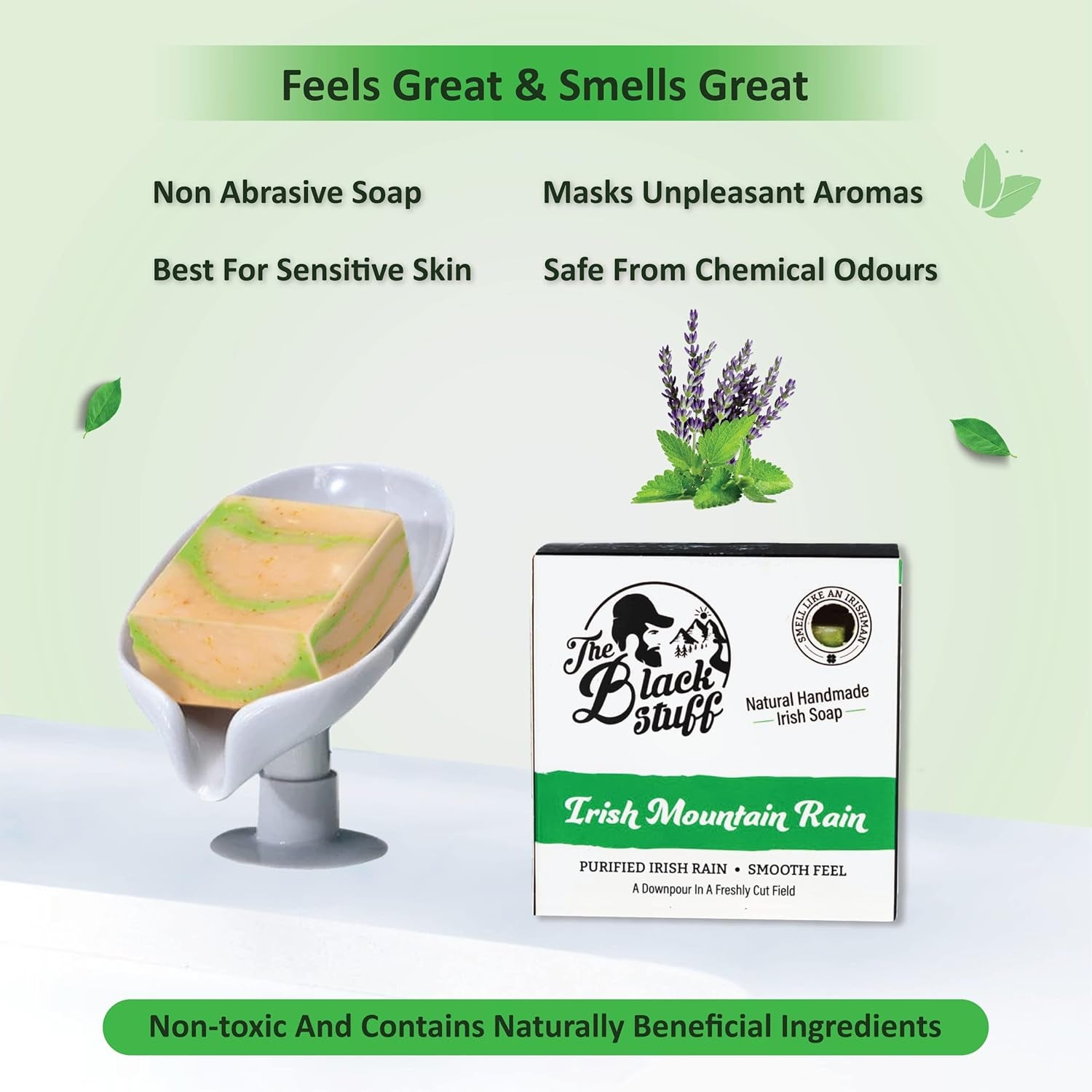 Revitalize Your Skin with All-Natural Handmade Men's Soap - Irish Mountain Rain Cold Process Bar with Organic Ingredients and Essential Oils