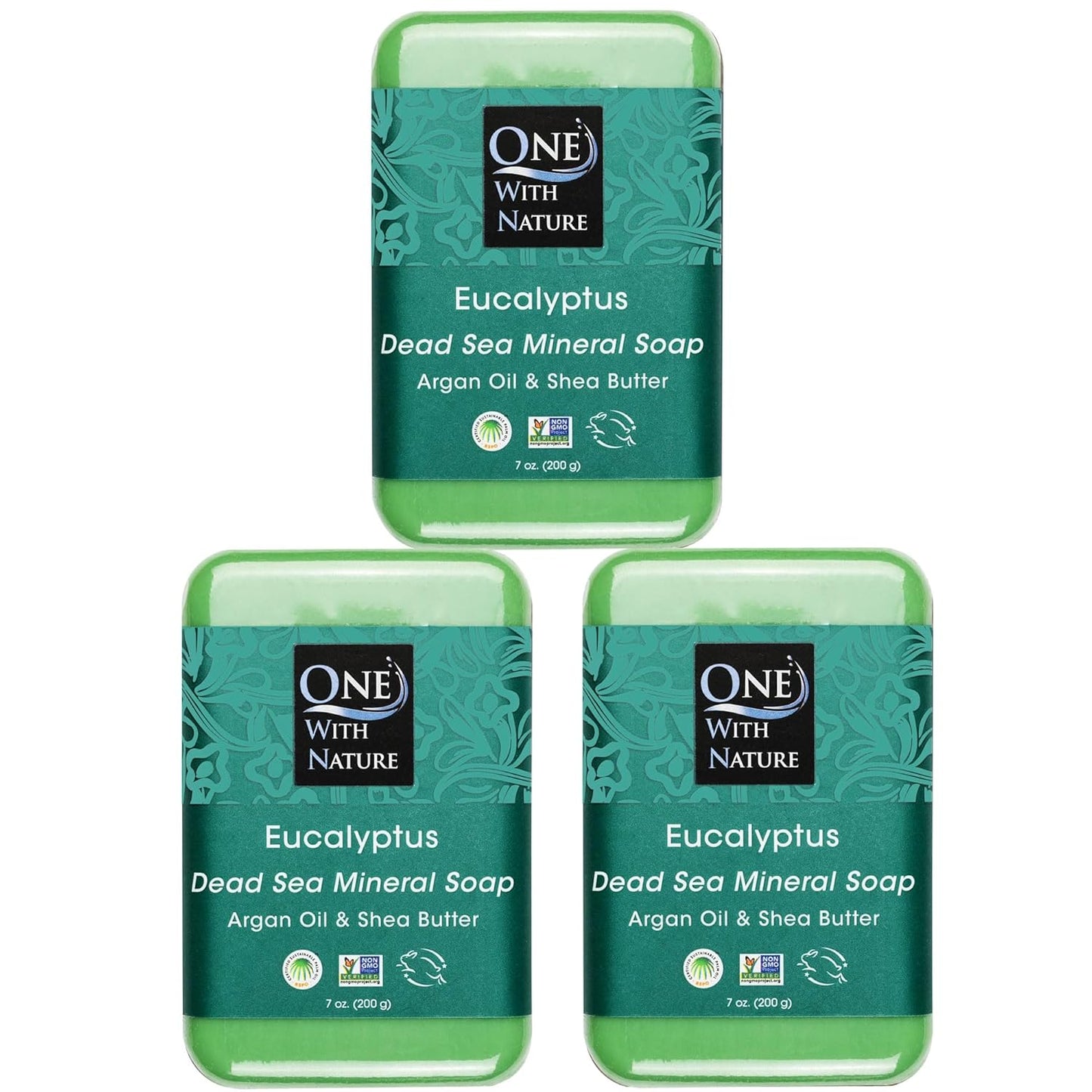 Revitalize Your Skin with One with Nature Dead Sea Salt Lemon Sage Soap 3-Pack - 4oz Each, Enriched with 21 Essential Minerals for Eczema Relief, Plant-Based Formula!