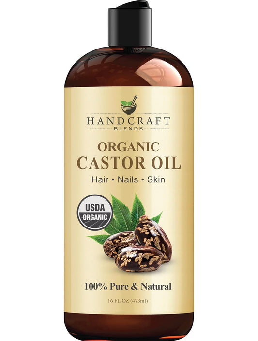 Handcraft Blends Organic Castor Oil - 16 Fl Oz - 100% Pure & Natural - Premium Carrier Oil for Hair Growth, Eyelashes & Eyebrows - Expeller-Pressed & Hexane-Free