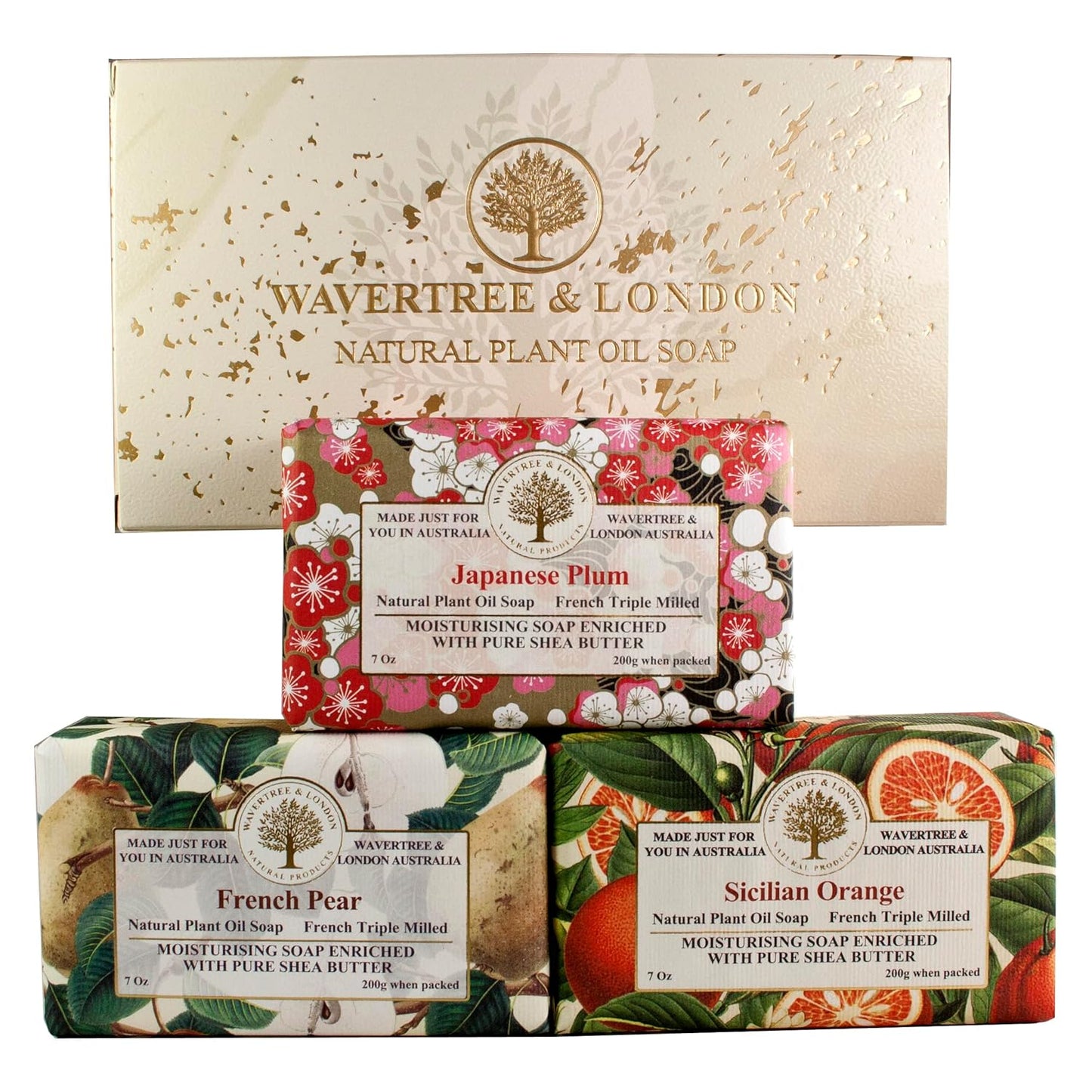 Wavertree & London Luxurious Trio Gift Box - 3 Scented French Triple Milled Soap Bars in Noir, Lemongrass & Havana - Perfect for All Skin Types!