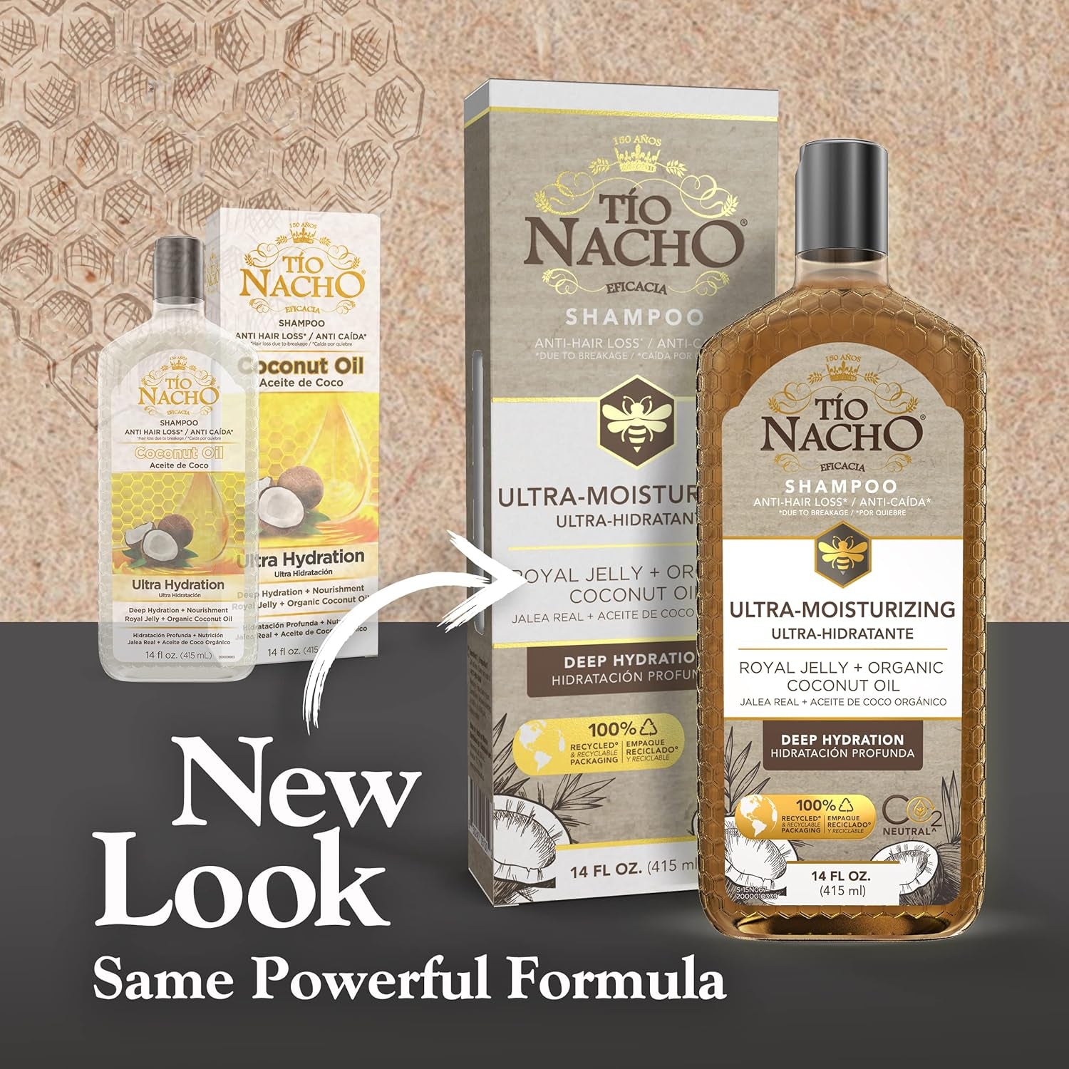 Tio Nacho Ultra Hydration Shampoo - Coconut Oil & Royal Jelly Formula for Deep Moisture, Frizz Control, and Damage Repair - 14 fl oz