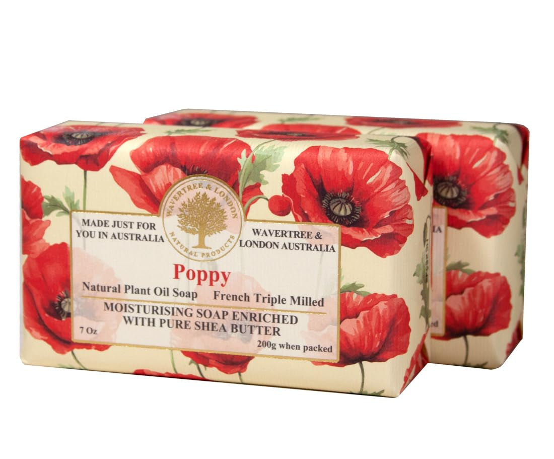 Wavertree & London English Rose Scented Natural Soap - 2 Luxurious 7Oz Triple Milled Bars with Shea Butter for Ultimate Moisturization - Perfect for All Skin Types