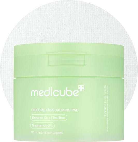 Revitalize Your Skin with Medicube Exosome CICA Tea Tree Calming Toner Pads - 100 Soothing & Hydrating Pads for Sensitive Skin, Vegan Korean Skincare!