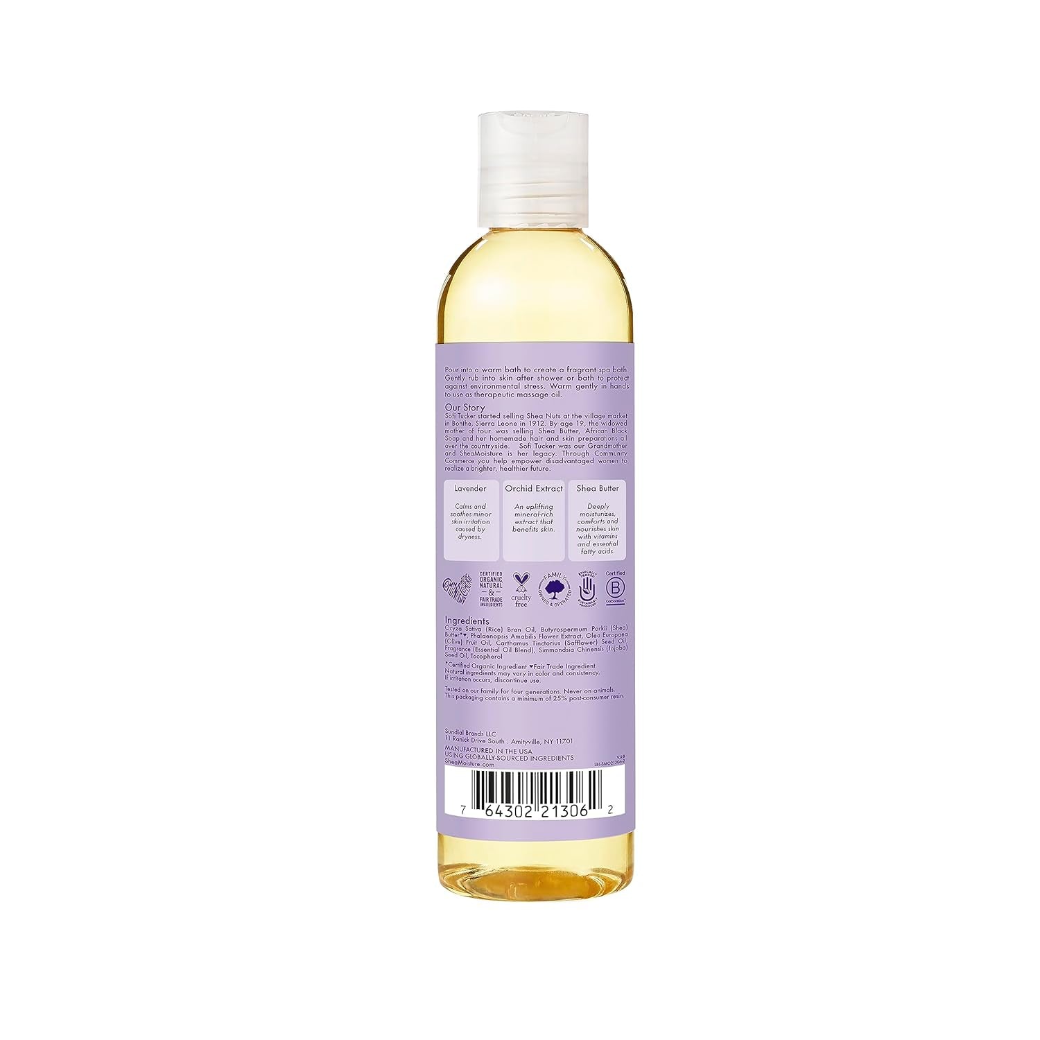SheaMoisture Lavender Wild Orchid Calming Bath, Body & Massage Oil - 8 Oz Moisturizer for Sensitive Skin