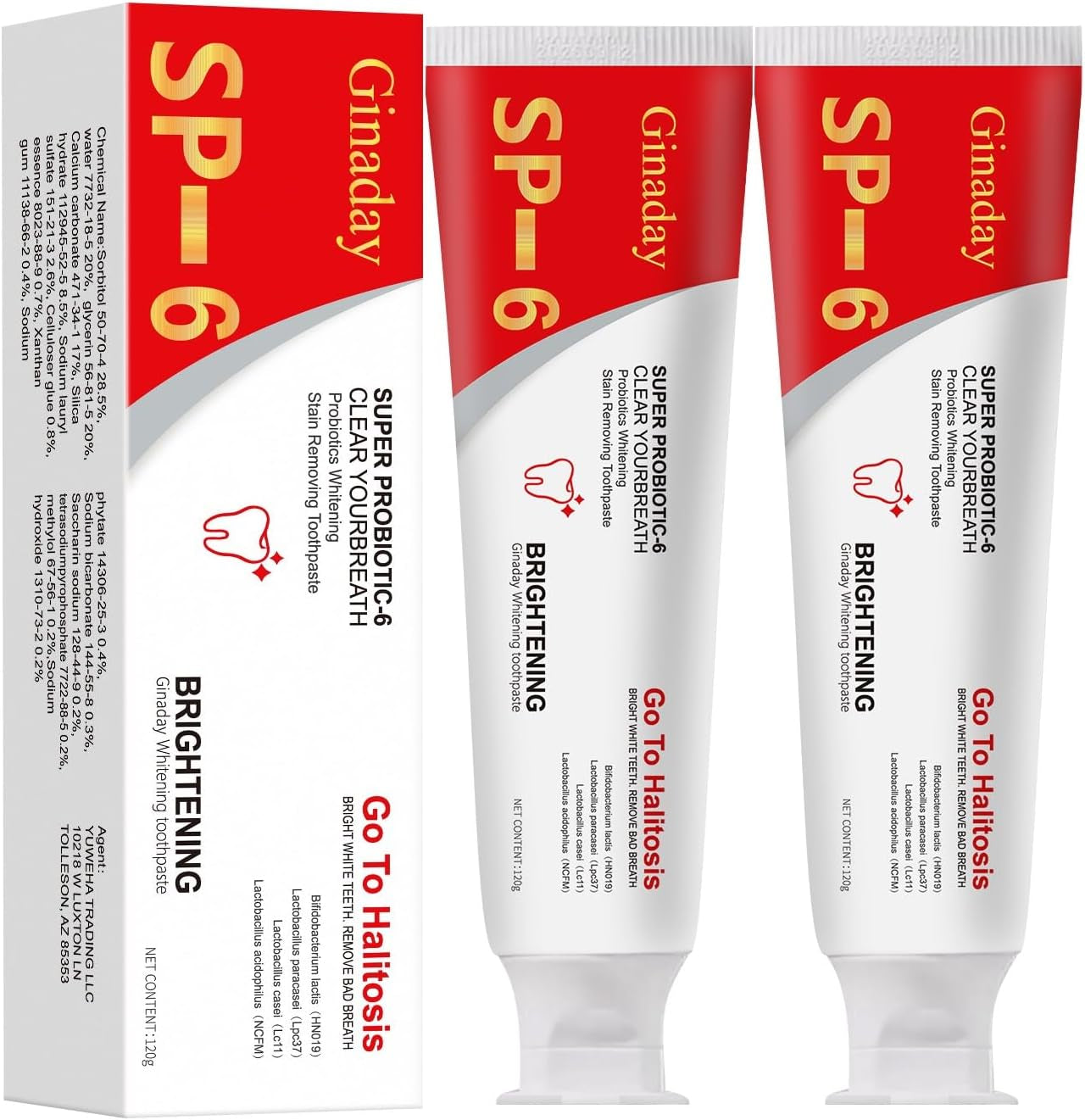 SP-6 Ultra Whitening Toothpaste - Deep Cleaning with Probiotic Balance for Fresh Breath (1 Pcs)