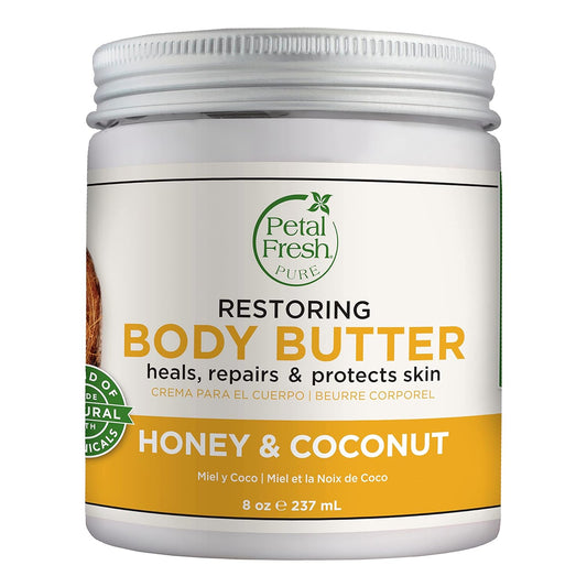 Transform Your Skin with Petal Fresh Pure Restoring Body Butter - Luxurious Honey & Coconut Oil Blend, 8 Fl Oz