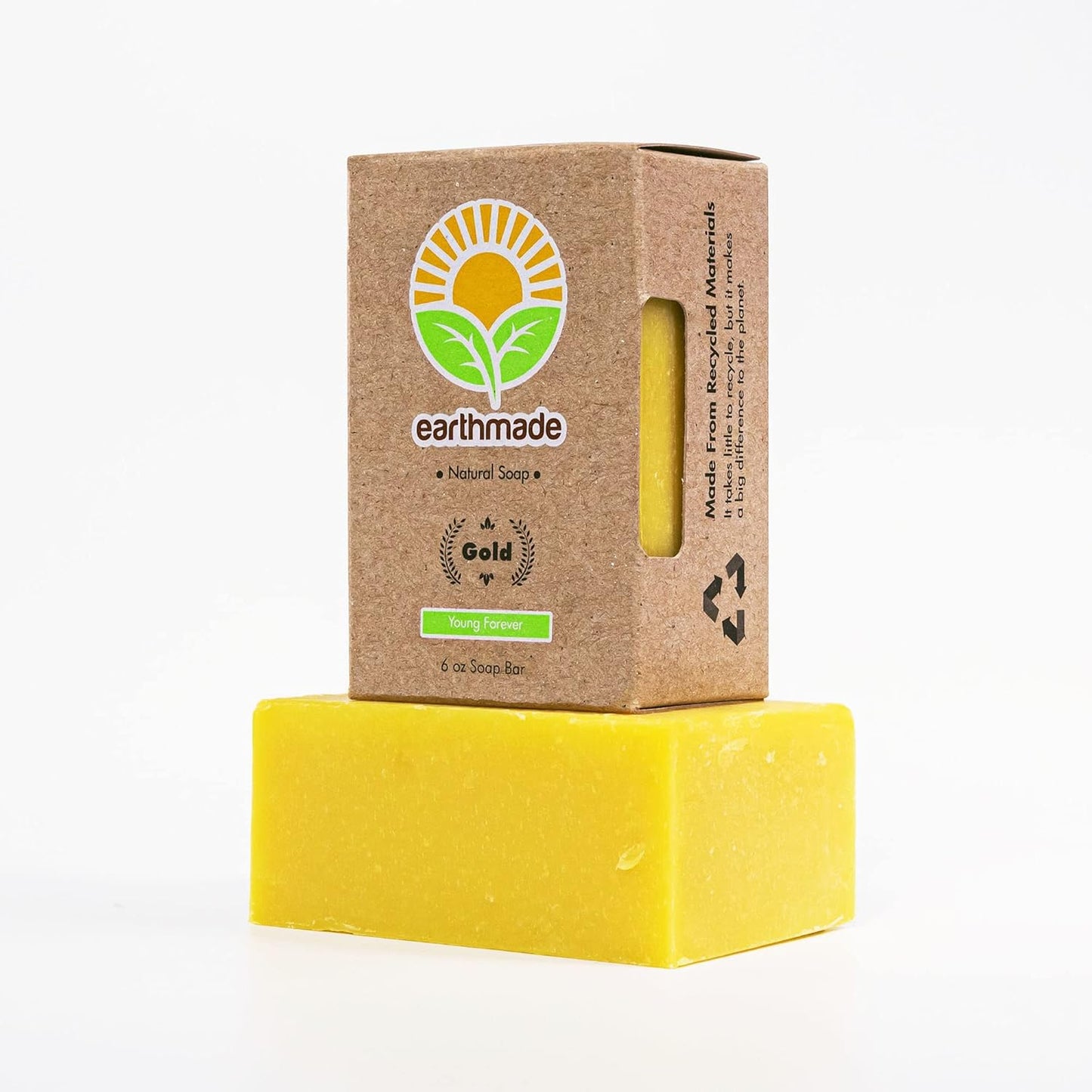 Earthmade Honey & Oats Natural Handmade Bar Soap - Gentle Body & Face Cleanser with Aloe Vera & Canola Oil, Chemical-Free, SLS-Free, Cruelty-Free (6 Oz)