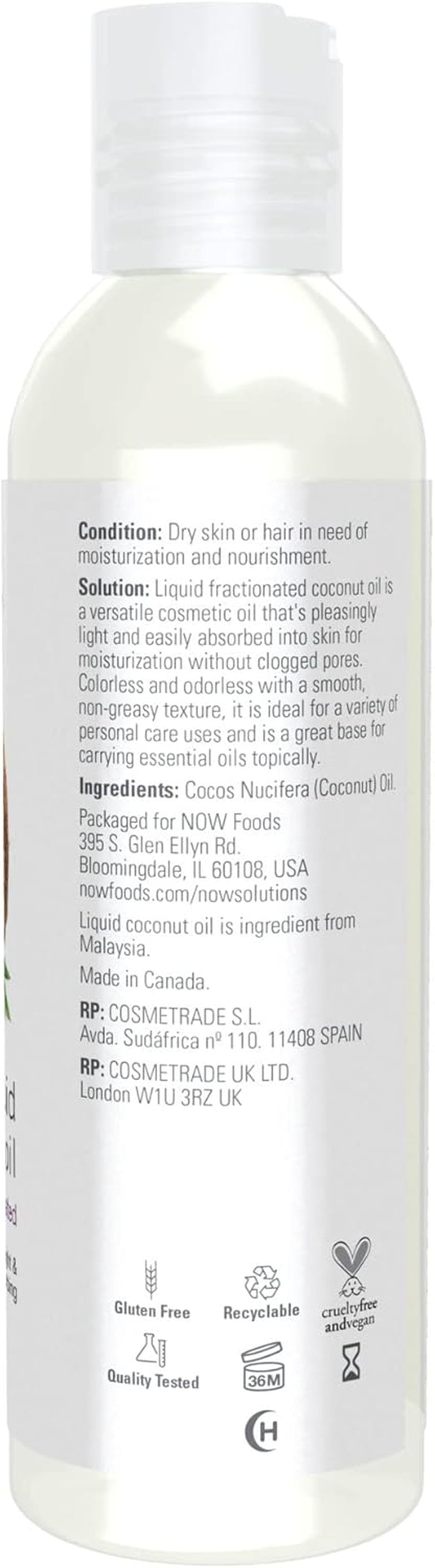 NOW Foods Liquid Coconut Oil - Nourish Your Skin and Hair, 4 oz - Lightweight & Hydrating Formula